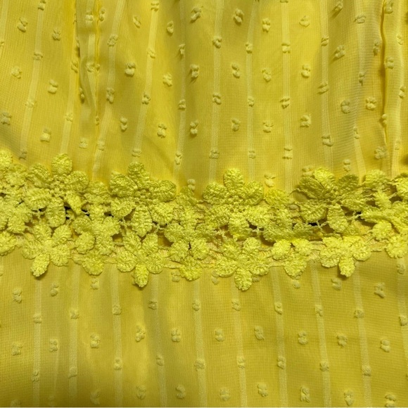 SHEIN Yellow Sleeveless Mini Sundress Floral Embroidered Detail Lace Lined Zip S - Picture 8 of 14